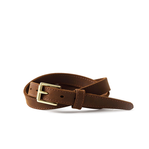 Load image into Gallery viewer, The Slim Chino Belt (Stitched) - Nubuc Brown 1" (25mm)