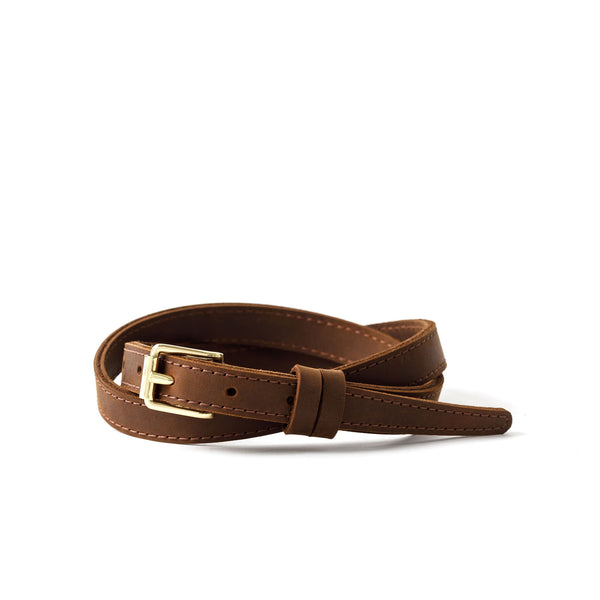 Load image into Gallery viewer, The Skinny Belt (Stitched) - Nubuc Brown 3/4" (20mm)