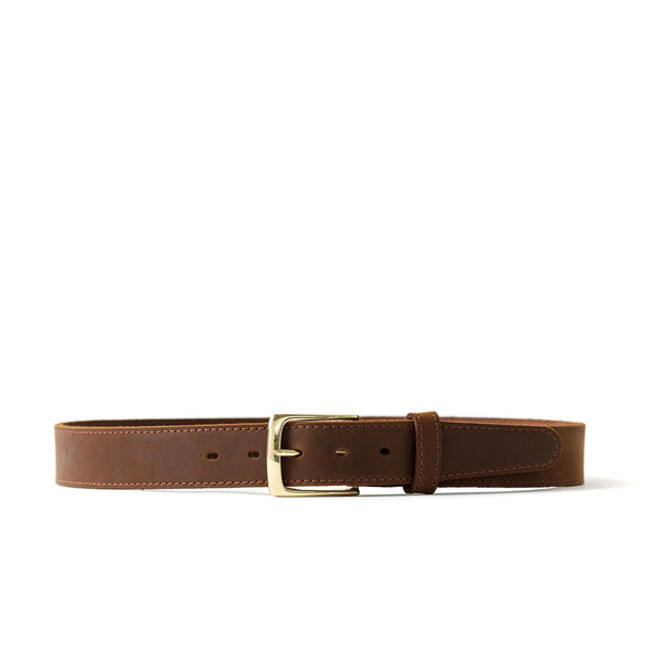 Load image into Gallery viewer, The Midtown Belt (Stitched) Square Dress Buckle - Nubuc Brown 1 3/8" (35mm)