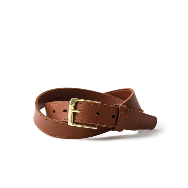 Load image into Gallery viewer, The Midtown Belt (Stitched) Square dress buckle Woodlands Tan 1 3/16" (30mm)