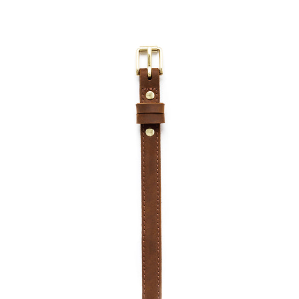 Load image into Gallery viewer, The Skinny Belt (Stitched) - Nubuc Brown 3/4" (20mm)