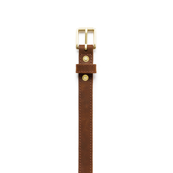 Load image into Gallery viewer, The Slim Chino Belt (Stitched) - Nubuc Brown 1" (25mm)