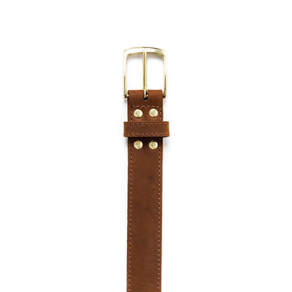 Load image into Gallery viewer, The Midtown Belt (Stitched) Square Dress Buckle - Nubuc Brown 1 3/8" (35mm)