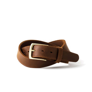 The Midtown Belt (Stitched) Square Dress Buckle - Nubuc Brown 1 3/8" (35mm)