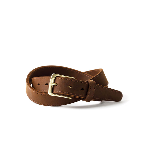 Load image into Gallery viewer, The Midtown Belt, (Stitched) Square Dress Buckle - Nubuc Brown 1 3/16&quot; (30mm)
