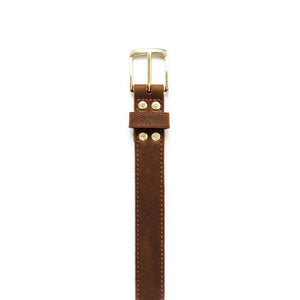 The Midtown Belt, (Stitched) Square Dress Buckle - Nubuc Brown 1 3/16" (30mm)