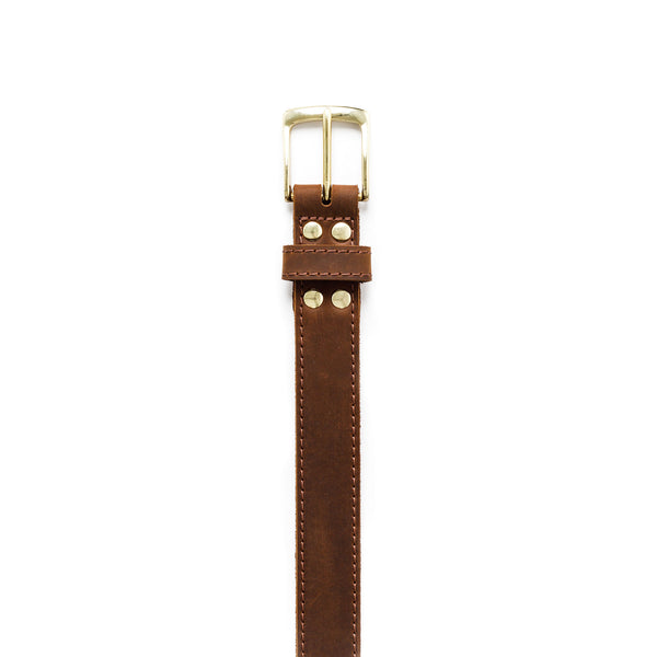 Load image into Gallery viewer, The Midtown Belt, (Stitched) Square Dress Buckle - Nubuc Brown 1 3/16&quot; (30mm)
